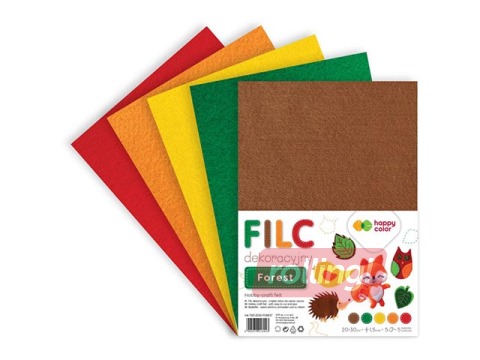 Filcs Happy Color 20x30 cm, 150g/m², Forest, 5 loksnes