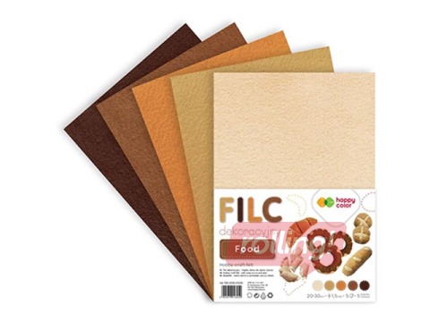 Filcs Happy Color 20x30 cm, 150g/m², Food, 5 loksnes