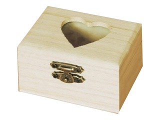 Koka mini lāde ar sirds formas izgriezumu vākā, 8x4.5x6 cm