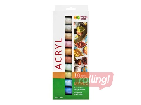 Akrila krāsas Happy Color 10kr.х12ml (tūbiņas), metāliski toņi