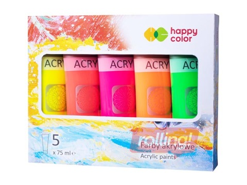 Akrila krāsas Happy Color Fluo, 5kr.х75ml (tūbiņas)