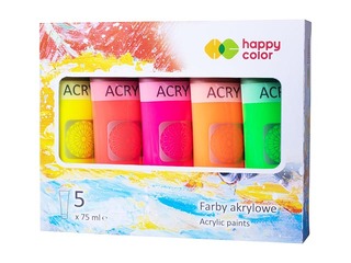 Akrila krāsas Happy Color Fluo, 5kr.х75ml (tūbiņas)