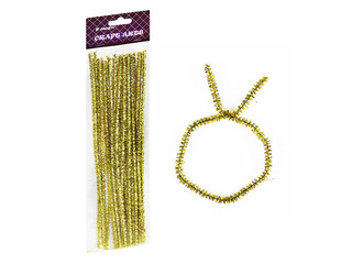 Chenille stems, 0.6 x 30cm, 15pcs., gold glitter