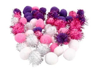 Bumbuļi (pompons), 15-20 mm, 48gb., rozā, violeti un balti