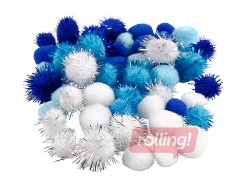 Bumbuļi (pompons), 15-20 mm, 48gb., zili un balti