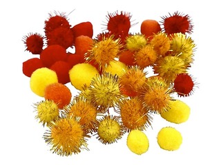 Bumbuļi (pompons), 15-20 mm, 48gb., oranžu un sarkani