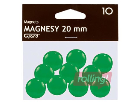 Magnēti Grand, 20 mm, 10 gab., zaļi