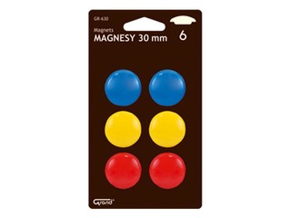 Magnēti apaļi Grand, 30 mm, 6 gab., dažādas krāsas