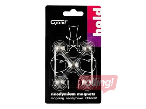 Magnēti Grand, Neodymium, 12mm, 5 gab.