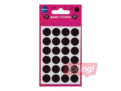 Magnētiskās uzlīmes Centrum, melnas, 13mm, 48 gab.