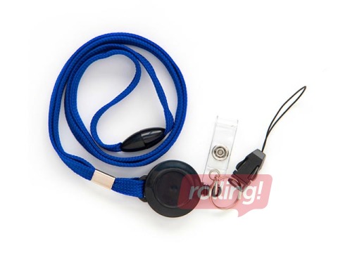 Identifikācijas kartes lenta ar turētāju un klipsi, zila, 10 gab.