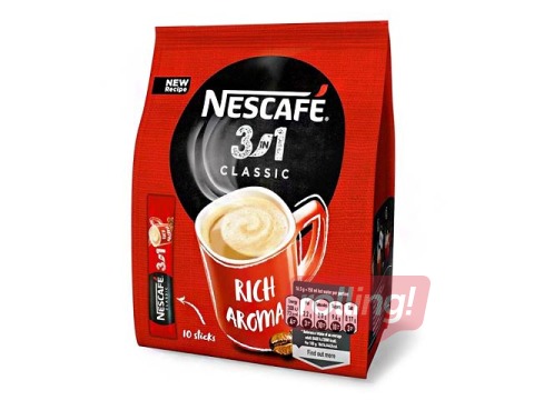 Šķīstošā kafija Nescafe 3in1, 10x16.5g, 165g