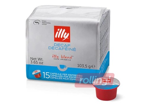 Kafijas kapsulas Illy Decaffeinato, bezkofeīna, MPS (15gab)