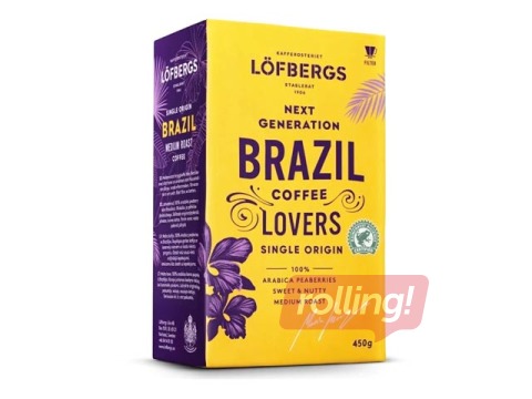 Kafija maltā Löfbergs Brazil Single Origin, 450g
