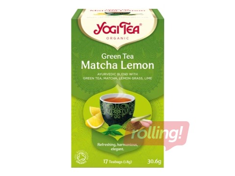 Tēja ajūrvēdas Bio Yogi zaļā Matcha ar citronu, 17 pac. 