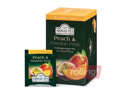 Tēja melnā aromatizētā Ahmad Peach & Passion Fruit, 20 x 2 g 