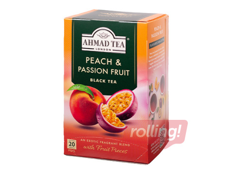 Tēja melnā aromatizētā Ahmad Peach & Passion Fruit, 20 x 2 g 