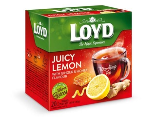 Tēja zāļu Loyd Pyramids ar sildošu efektu Juicy Lemon ar ingveru un medu , 20 x 2 g