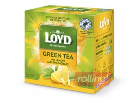 Tēja zaļā Loyd ar citronu un citronzāles garšu, 20x1,5 g