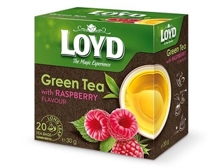 Tēja zaļā Loyd Pyramids ar aveņu garšu, 20x1,5g