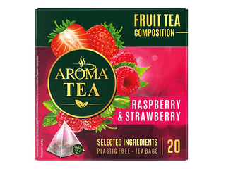 Tēja augļu Aroma Tea, aveņu un zemeņu, 20 gab.