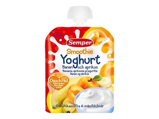 Jogurt aprikooside ja banaanidega, alates 6. kuust, Semper 90 g (Miinimumtellimus 6 tükki.)