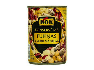 Konservētas pupiņas, KOK, 4 veidu maisījums, 400g