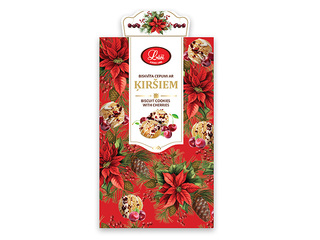 Biskvīta cepumi Lāči ar šokolādes glazūru un ķiršiem, 50g