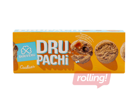 Braunija cepumi Skrīveru Saldumi Drupachi, piena, karameļu garšu un šokolādes gabaliņiem, 128g