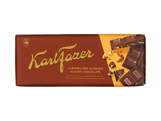 Šokolāde tumšā ar karam. mandeļu gabaliņiem Karl Fazer, 200 g