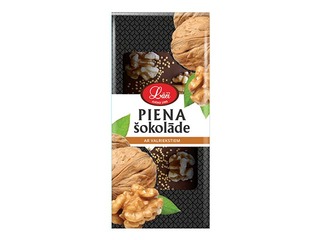 Piena šokolāde ar valriekstiem, Lāči, 90 g