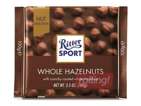 Šokolāde Ritter Sport, piena ar lazdu riekstiem, 100g 