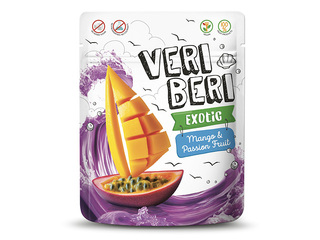 Konfektes, Veri Beri, Exotic, mango un marakujas strīpas, 50g