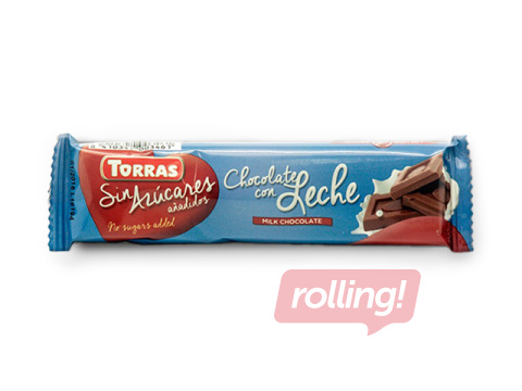 Šokolāde Torras, piena, bez pievienota cukura, bez glutēna, 30g