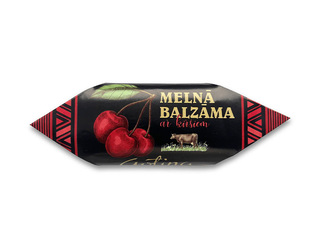 Lielkonfekte Skrīveru gotiņa, ar melno balzāmu un ķiršiem, 100g