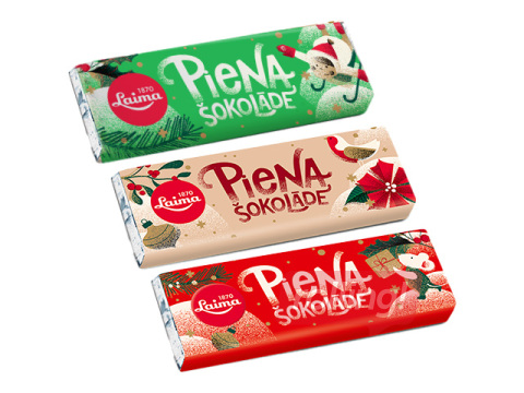 Šokolāde Laima Ziemassvētku, piena, 30gab. x 20g