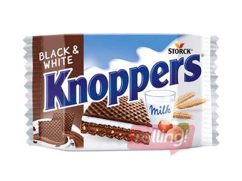 Vafeļu batoniņš Knoppers Black&White, 25g