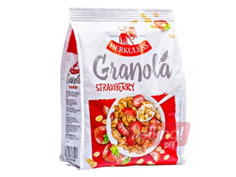 Musli Herkuless Granola Grauzdēts ar Zemenēm, 350g