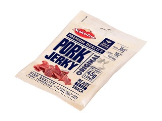 Dried, hot smoked pork snack, Pork Jerky, 45g