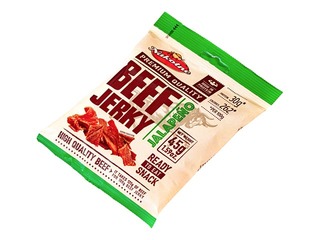 Dried, hot smoked beef snack with Jalapeno, Beef Jerky, 45g