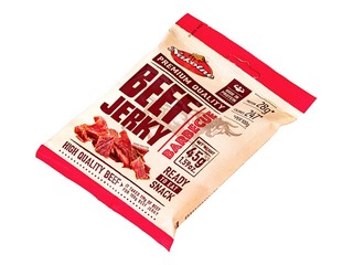 Dried, hot smoked beef snack with BBQ flavor, Beef Jerky, 45g