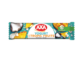 Musli batoniņš, AXA, ar jogurtu un tropiskajiem augļiem, 25g