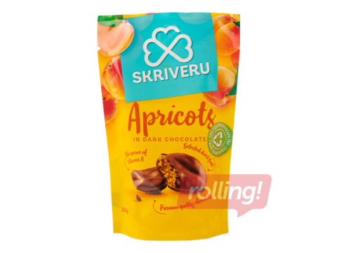 Aprikozes Skrīveru Saldumi, tumšajā šokolādē, 110g