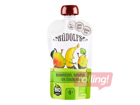 Biezenis Rūdolfs bumbieru, banānu, ērkšķogu BIO, no 4 mēnešiem, 110g (Minimālais pasūtījums 6 gab.)