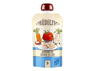Dārzeņi ar rīsiem un zivi Rūdolfs BIO, no 8 mēnešiem, 110g