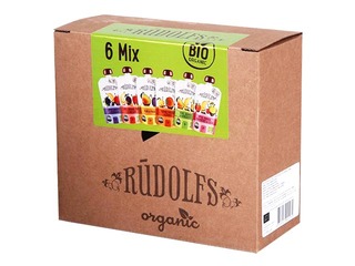 Augļu biezputru stāvpaku komplekts Rūdolfs BIO, 110g x 6 gab.