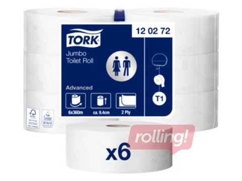 Tualetes papīrs Tork Advanced T1, 6 ruļļi, 2 slāņi, balts