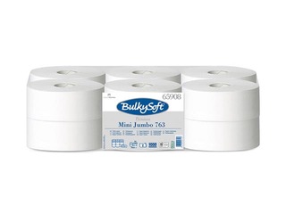 Tualetes papīrs Bulkysoft Premium Mini Jumbo,  Ø 190 mm, 2 slāņi, 12 ruļļi, balts