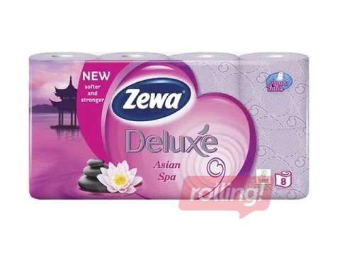 Tualetes papīrs Zewa Deluxe Asian Spa, lillā, aromatizēts, 3 kārtas, 8 ruļļi 