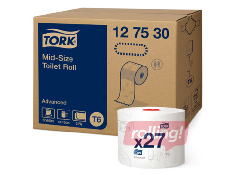 Tualetes papīrs Tork Premium Advanced T6, 27 ruļļi, 2 slāņi, balts